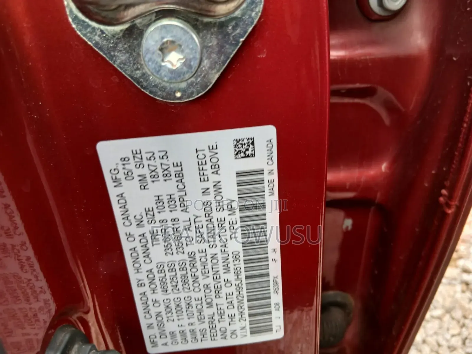 Honda CR-V Touring FWD 2018 Red