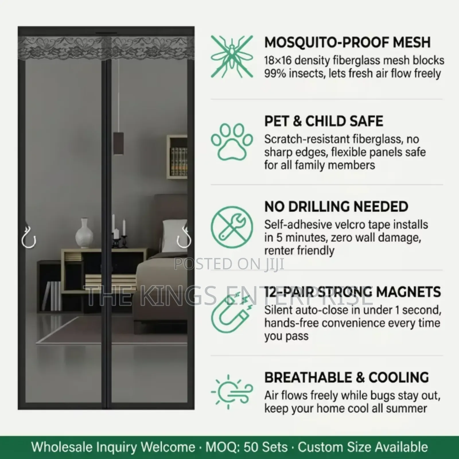 Durable Fibreglass Door Magnetic Antimosquito/Insect Curtain
