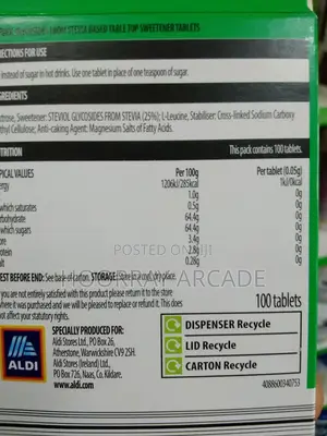 Stevia Sweetener 100 Tablets !! Delivery Only!!
