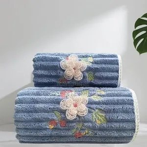 100% Full Cotton Towel With Embroidery Design 2 in 1 Sets for Kids
