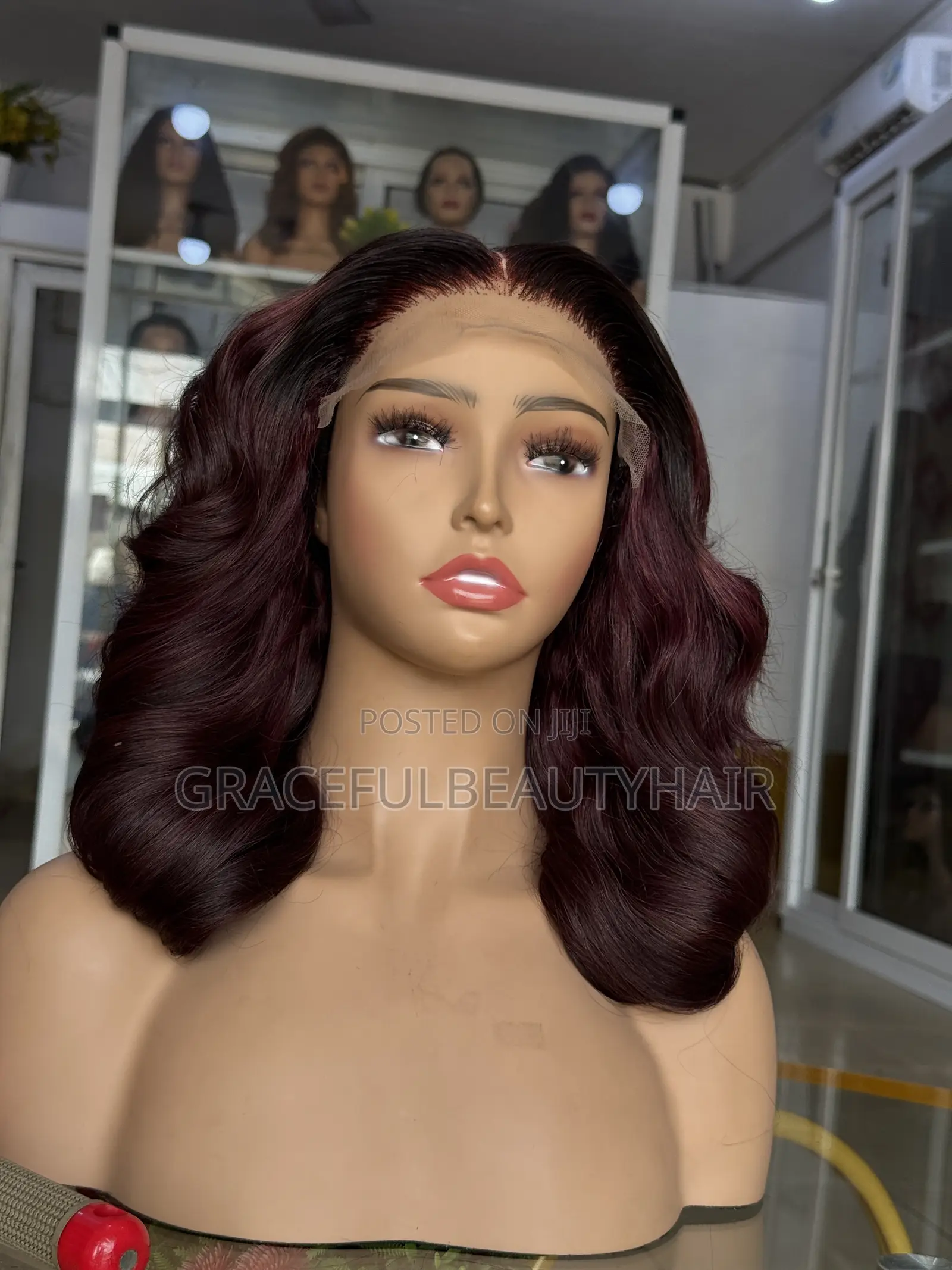 10 Inches Vietnamese SDD Bouncy Hair Very Dark Burgundy With 5x5