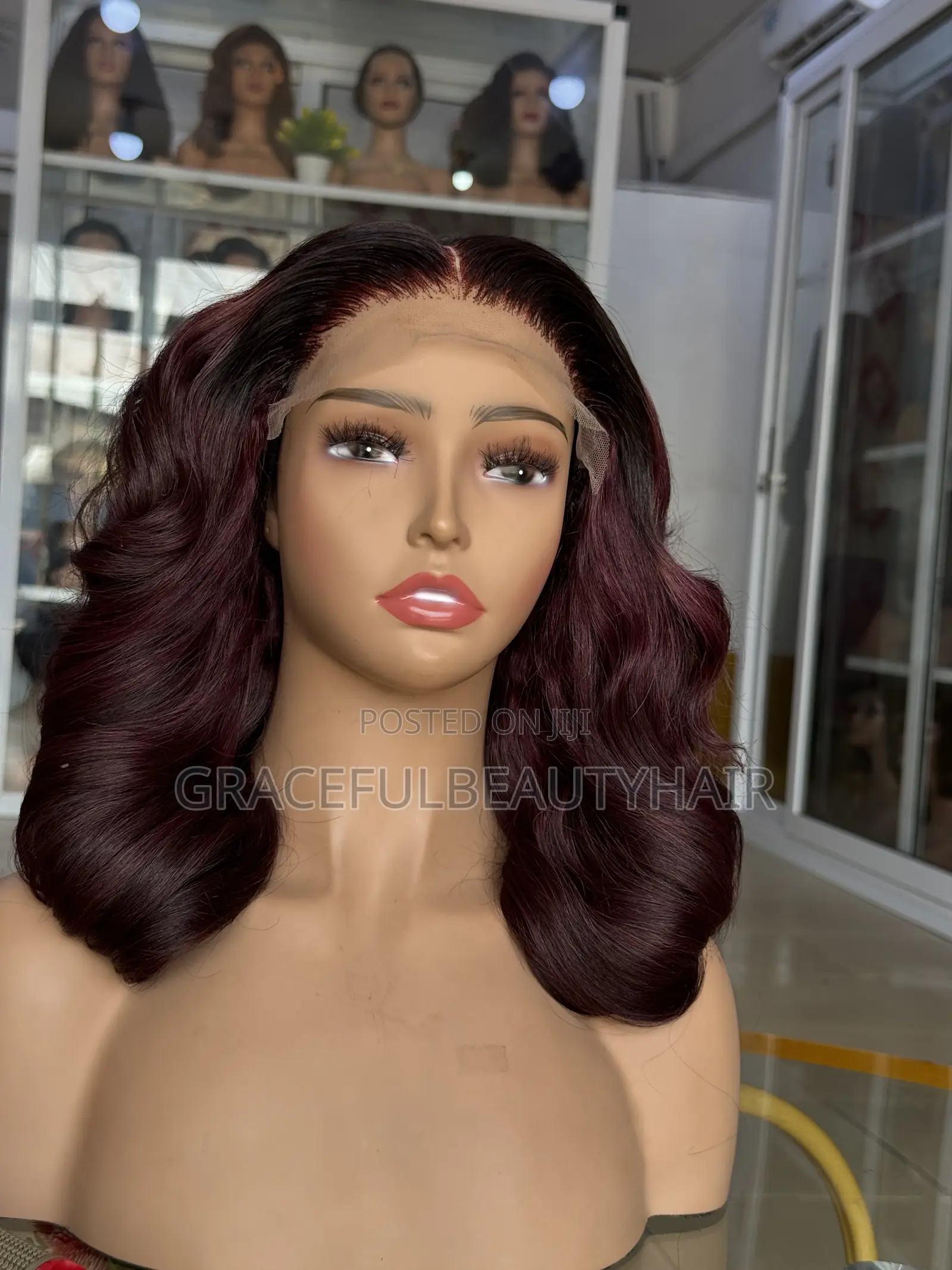 10 Inches Vietnamese SDD Bouncy Hair Very Dark Burgundy With 5x5