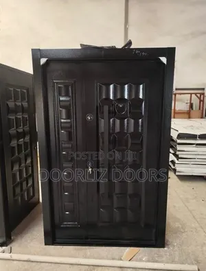 Black Double Locks Heavy Metal Door With Accessories