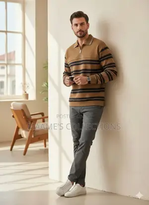 Men’s Premium Striped Quarter-Zip Sweatshirt