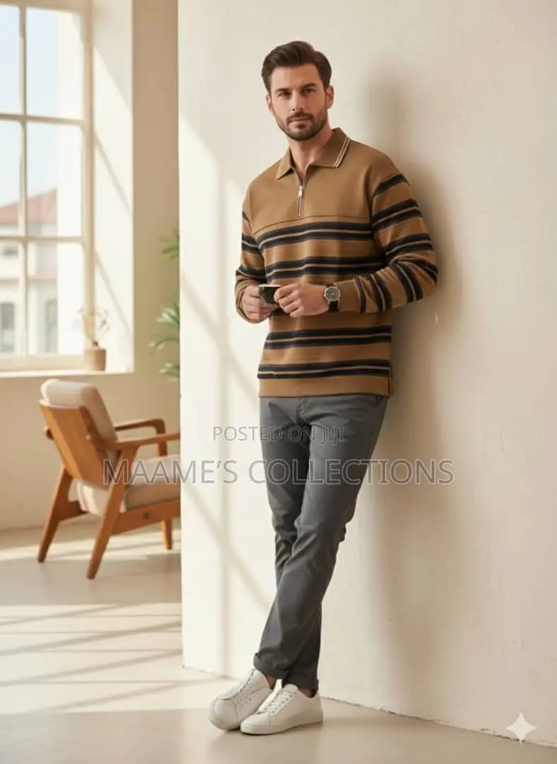 Men’s Premium Striped Quarter-Zip Sweatshirt