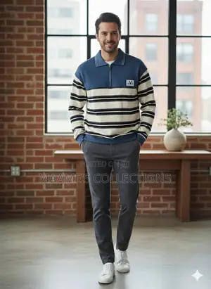 Men’s Premium Striped Quarter-Zip Sweatshirt