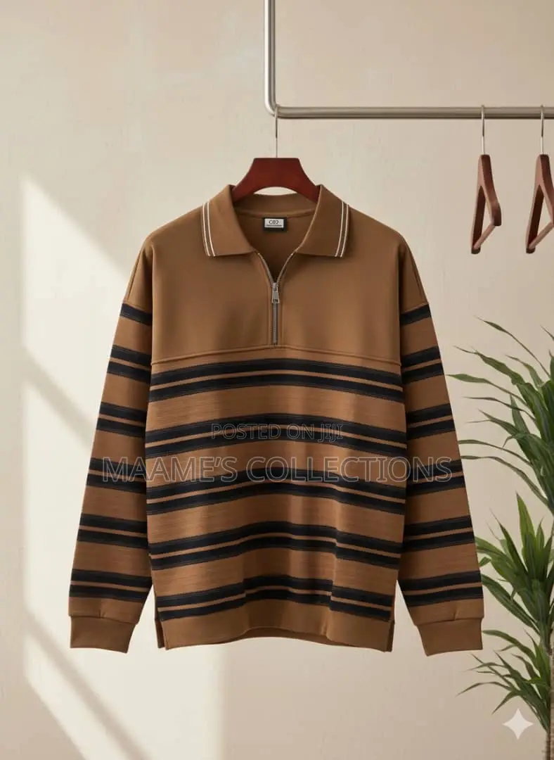 Men’s Premium Striped Quarter-Zip Sweatshirt