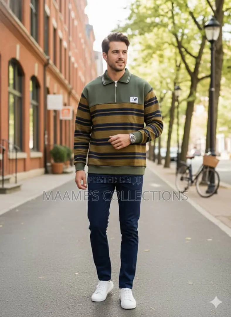 Men’s Premium Striped Quarter-Zip Sweatshirt