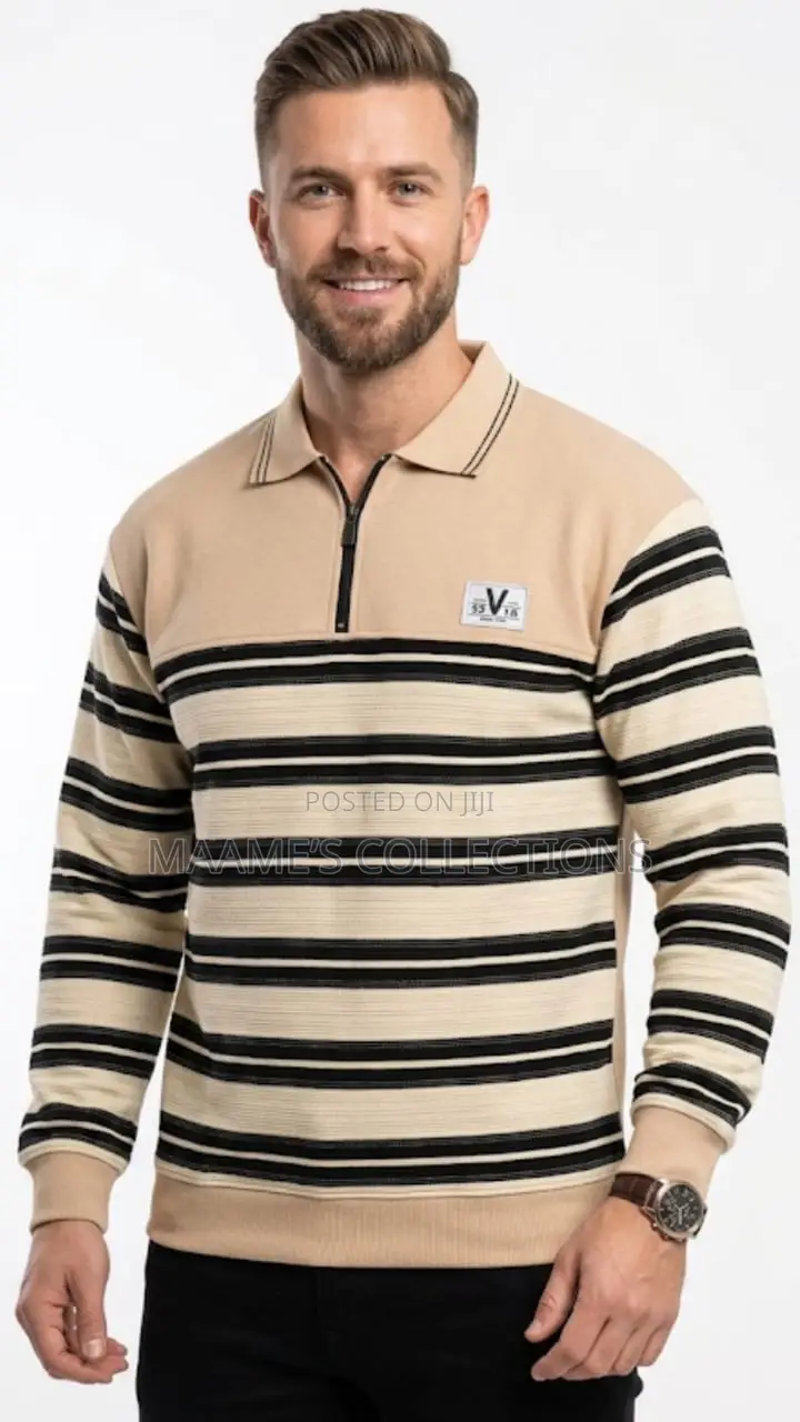 Men’s Premium Striped Quarter-Zip Sweatshirt