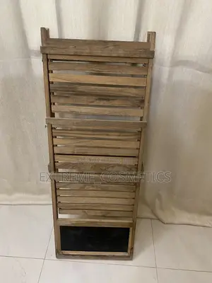 Wooden Display Stand or Tiered Shelf Unit With a Chalkboard Area