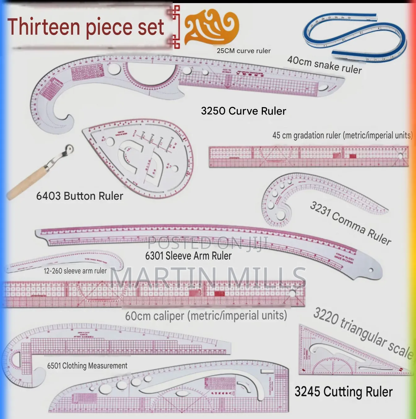 Thirteen Set French Curve Ruler