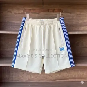 Needles-Inspired Butterfly Stripe Premium Drawstring Short