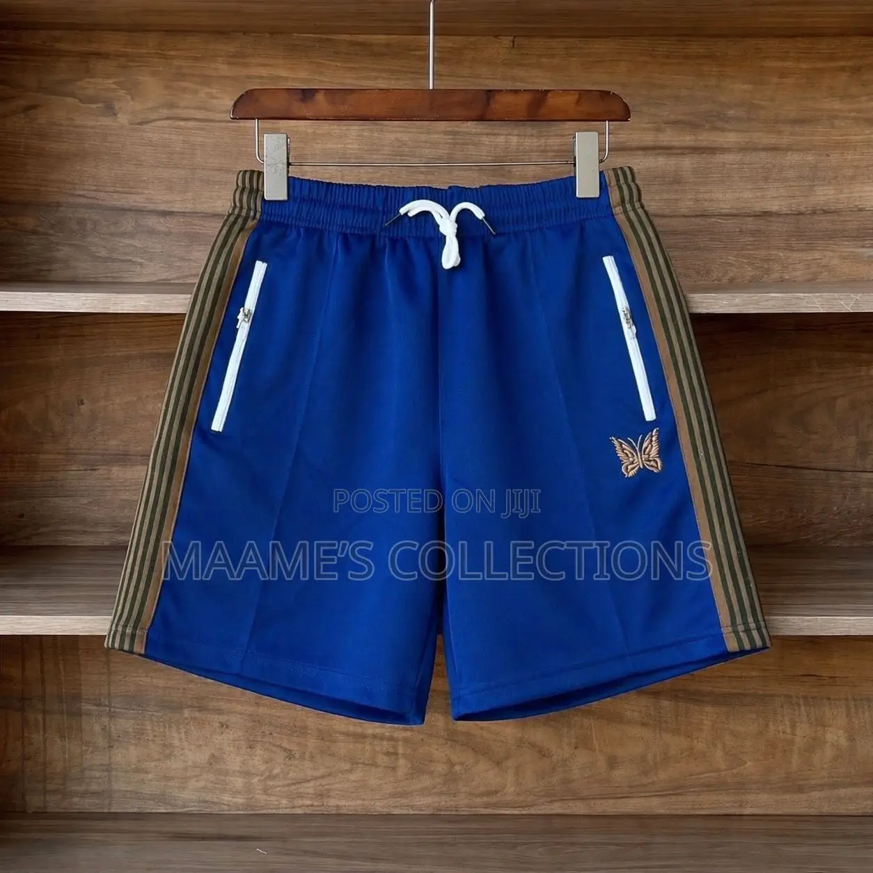 Needles-Inspired Butterfly Stripe Premium Drawstring Short