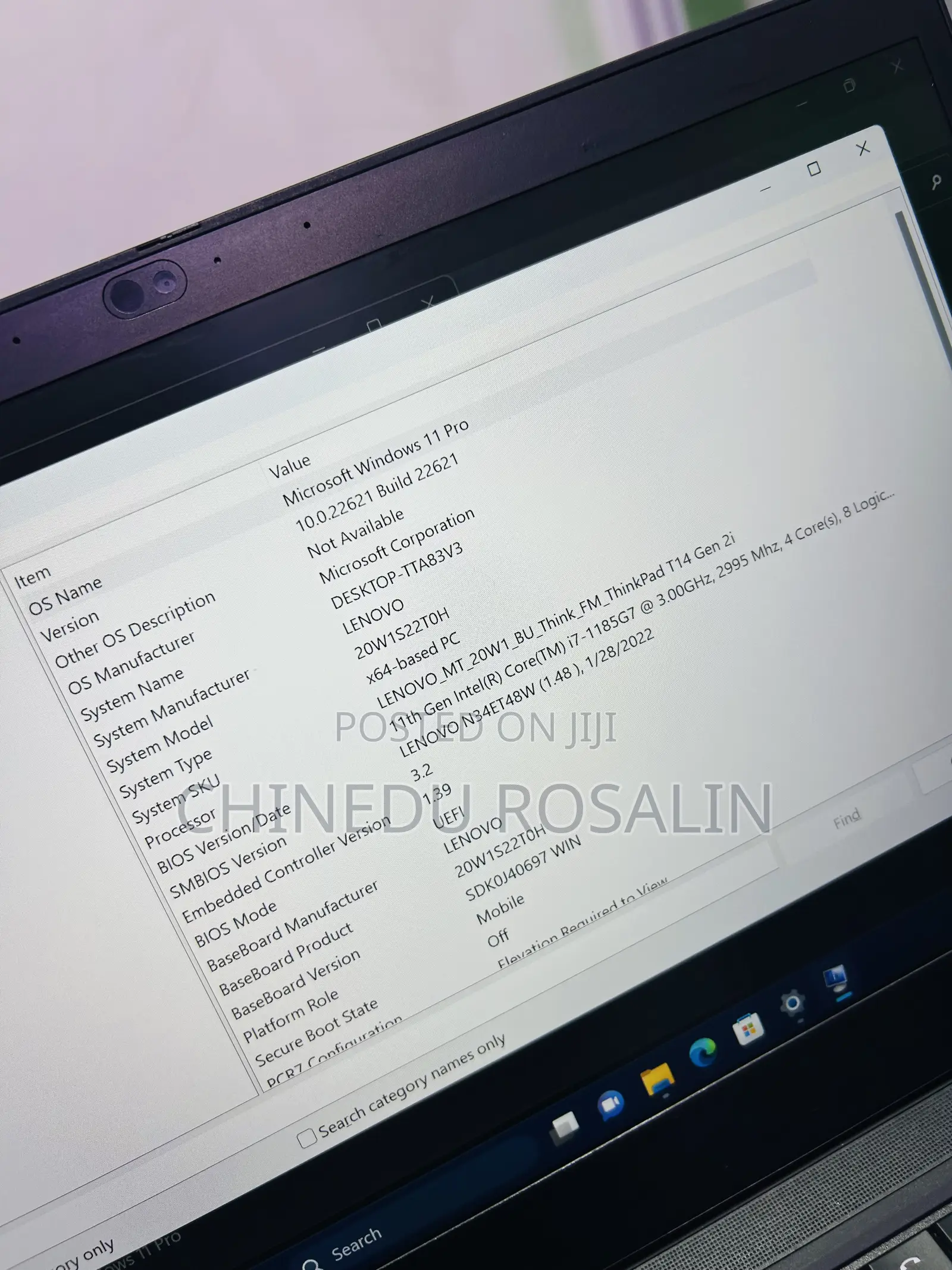 Laptop Lenovo ThinkPad T14 G2 16GB Intel Core i7 SSD 256GB