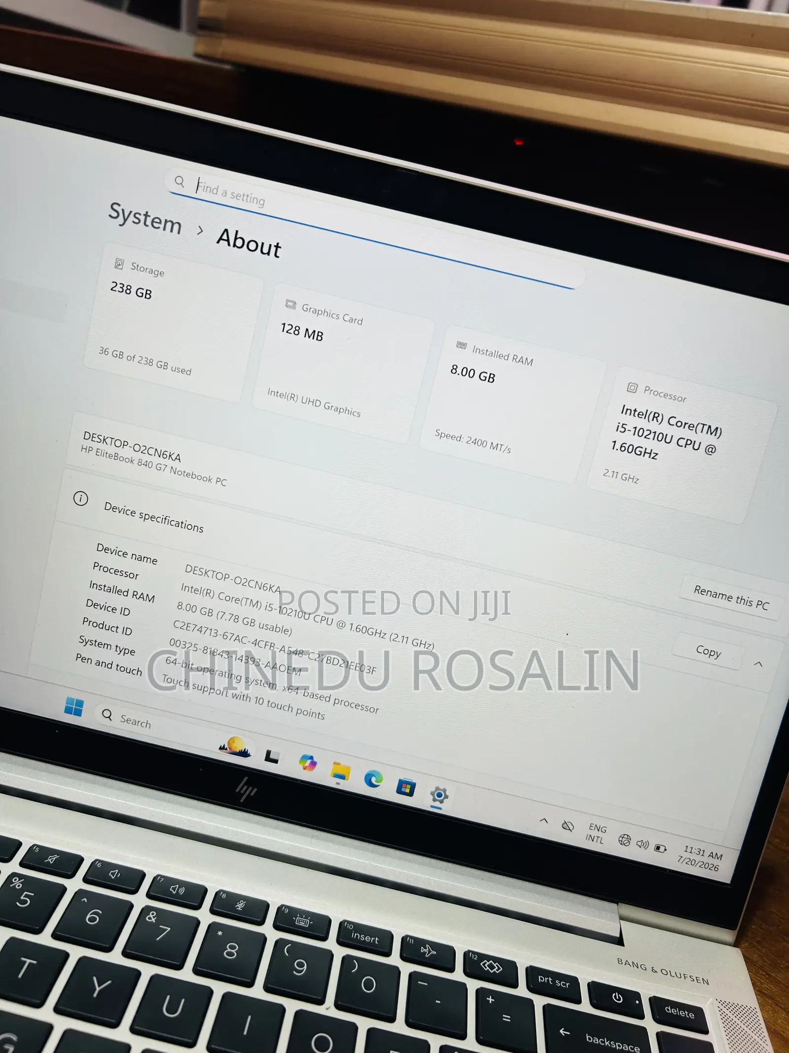 Laptop HP EliteBook 840 G7 8GB Intel Core i5 SSD 256GB