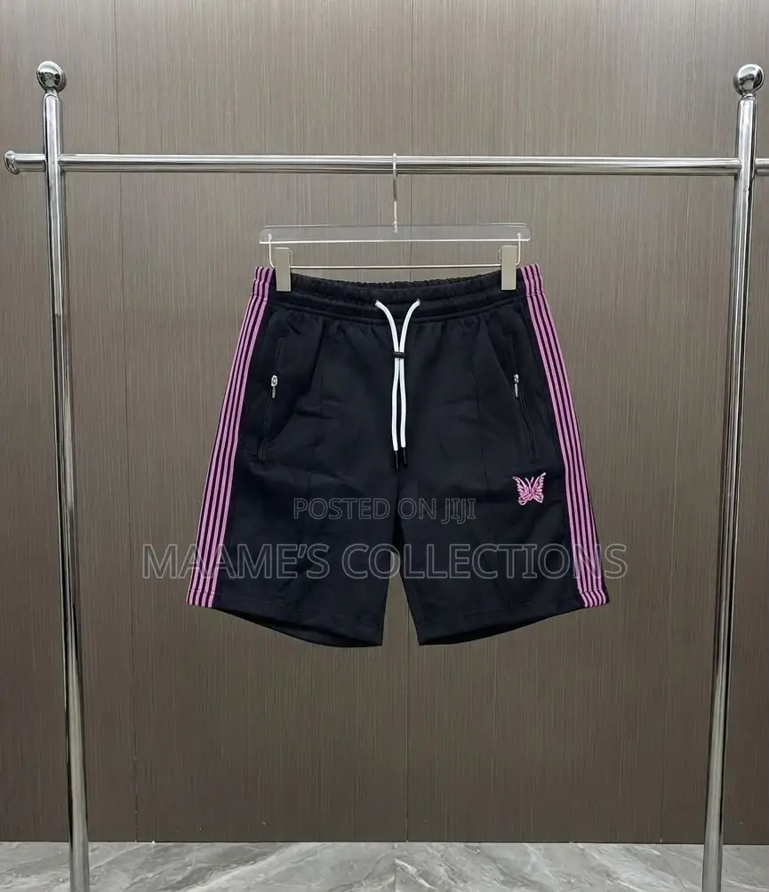 Needles-Inspired Butterfly Stripe Premium Drawstring Short