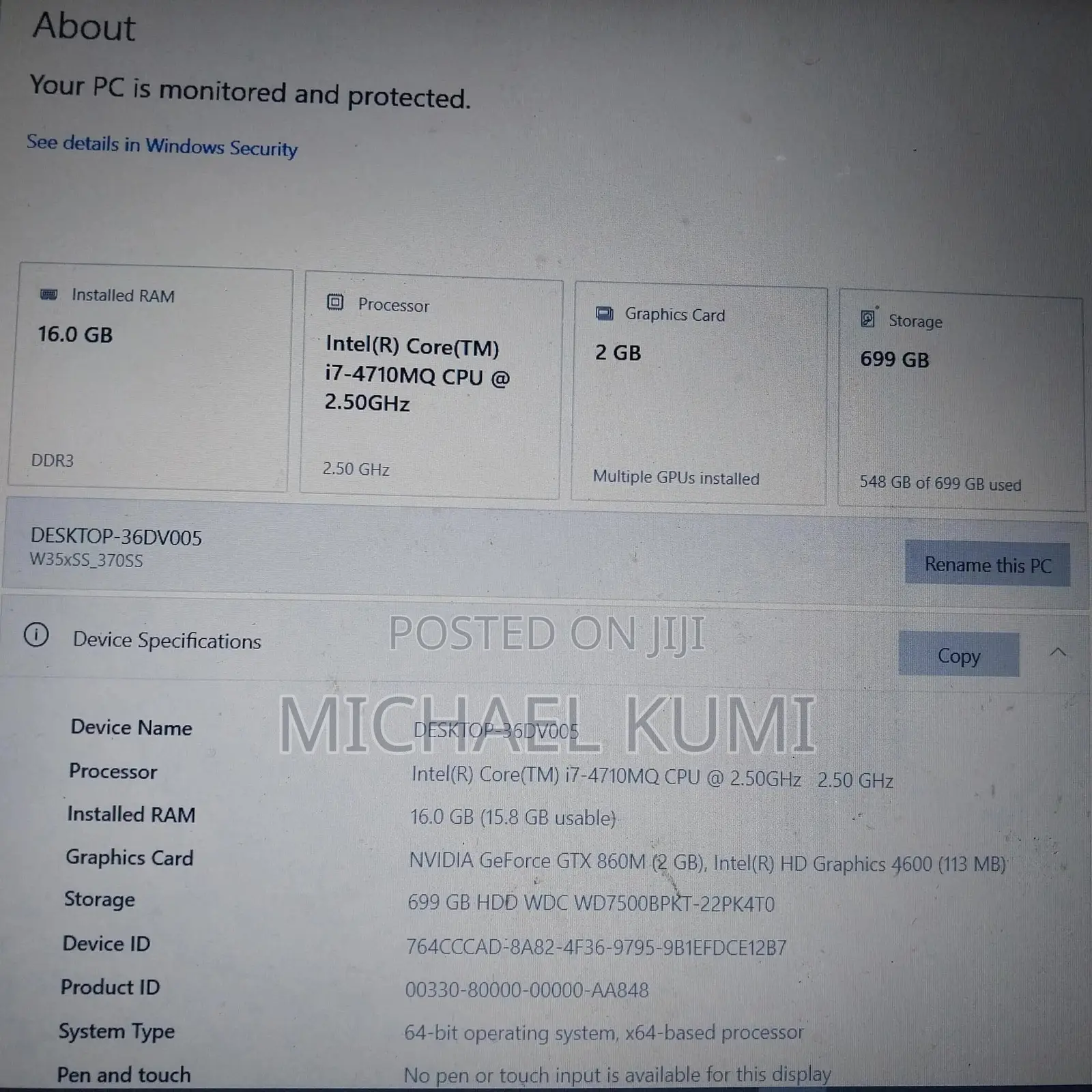 Laptop Sager NP7358 16GB Intel Core i7 HDD 700GB