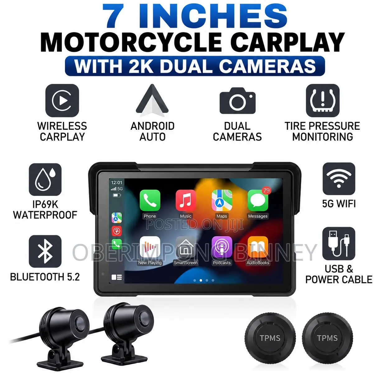 Motorcycle Cameras With 7 Inches CarPlay