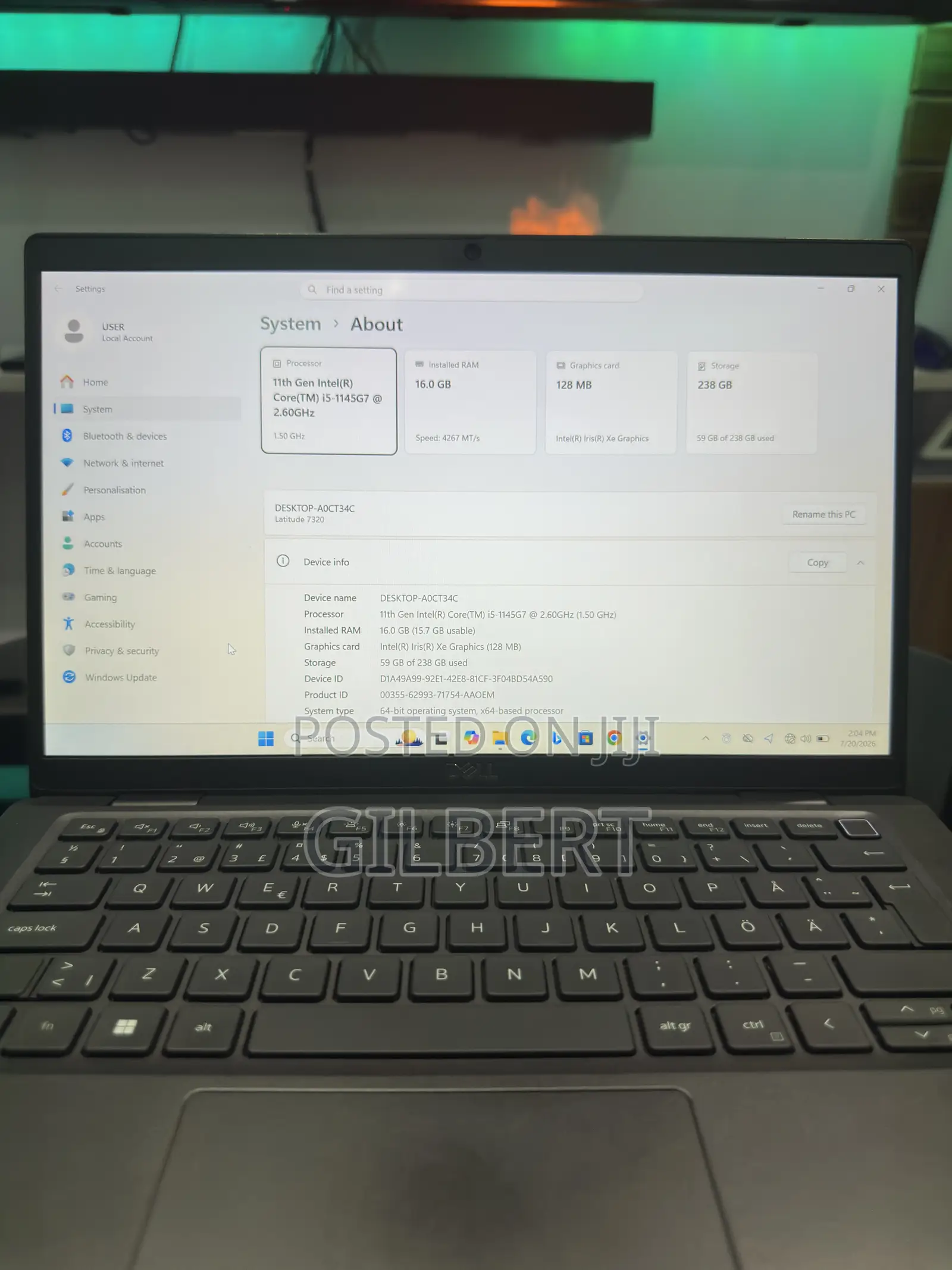 Laptop Dell Latitude 7320 16GB Intel Core i5 SSD 256GB