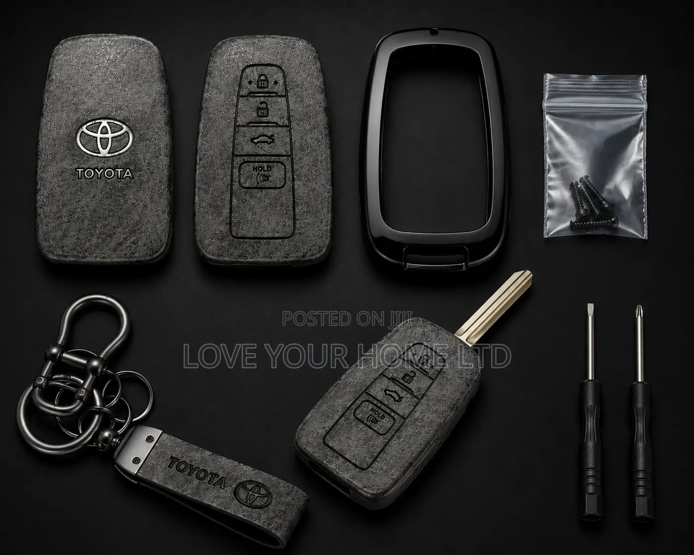 Toyota Smart Key Replacement Shell Case Kit With Keychain – 4 Button