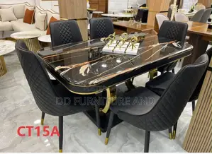 6 Seater Black Marble Dining Table