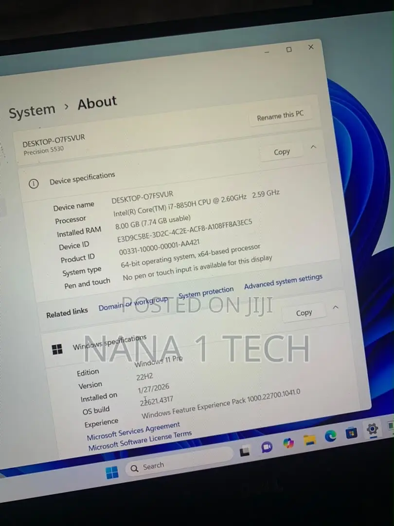 Laptop Dell Precision 5530 8GB Intel Core i7 SSD 256GB