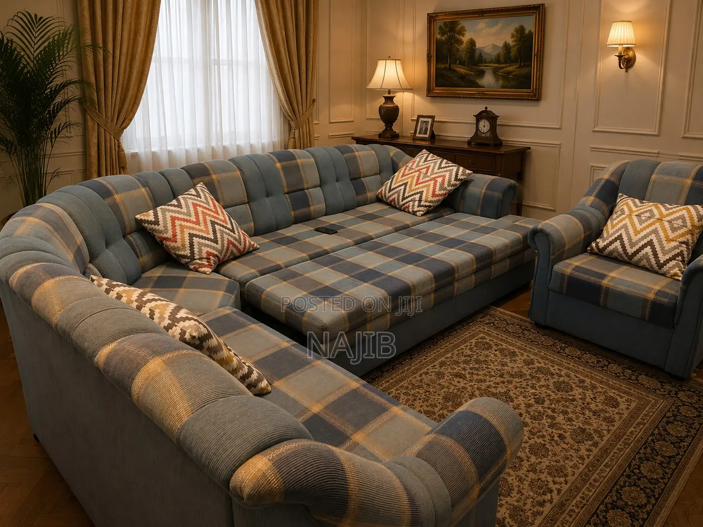 Premium Convertible Sofa Set With Pull-Out Bed Storage Compartment