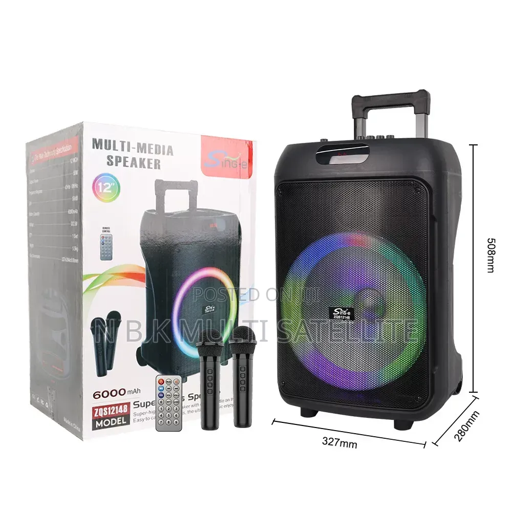 12 Inch High Power Bluetooth Subwoofer Speaker With 2 Wireless Mic