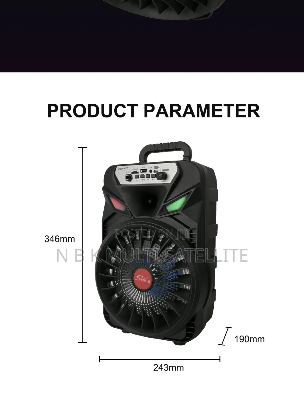 Portable 8 Inch Bluetooth Speaker With 1 Wireless Microphone