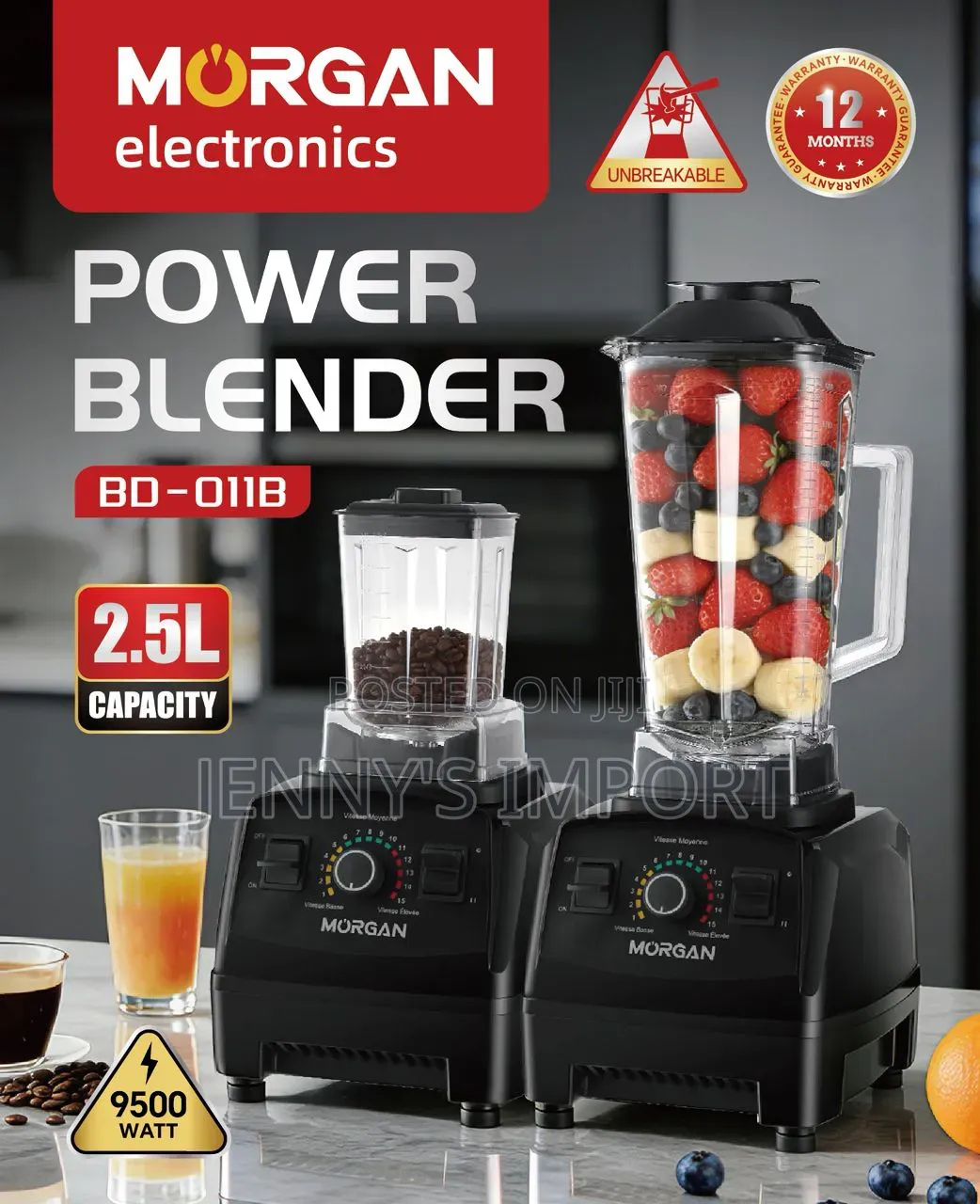 9525 Pure Copper Motor Double Cup Blender