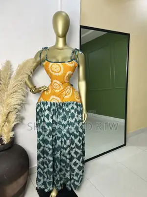 Gathered 2 Tone Adire Dress
