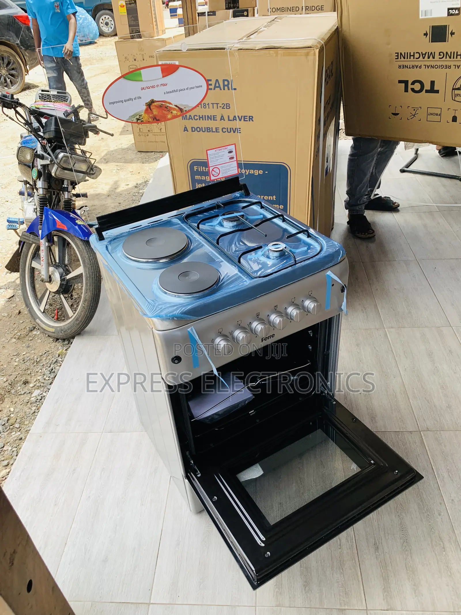 Brabd New 2-2 Stove Gas Electric Cooker Oven Rotisserie