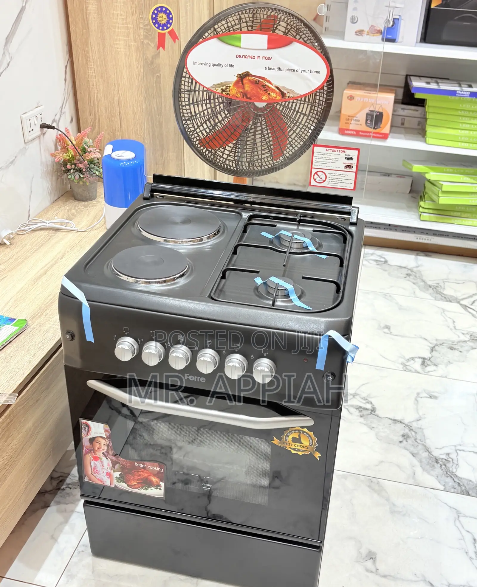 Latest Ferre 60x60cm 2 Gas With 2 Electric Cooker(Black)