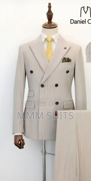 Classic Turkish 2-Piece Double-Breasted Men's Suit in Tan Brown Button