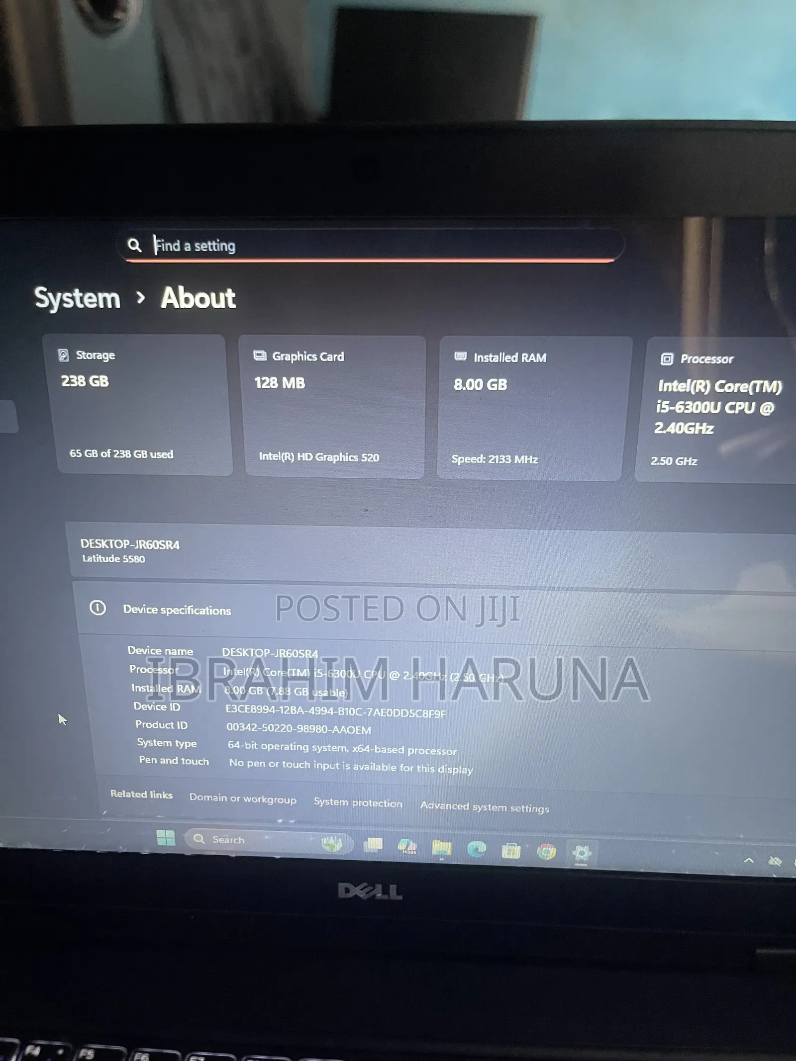 Laptop Dell Latitude 5580 8GB Intel Core i5 SSD 256GB