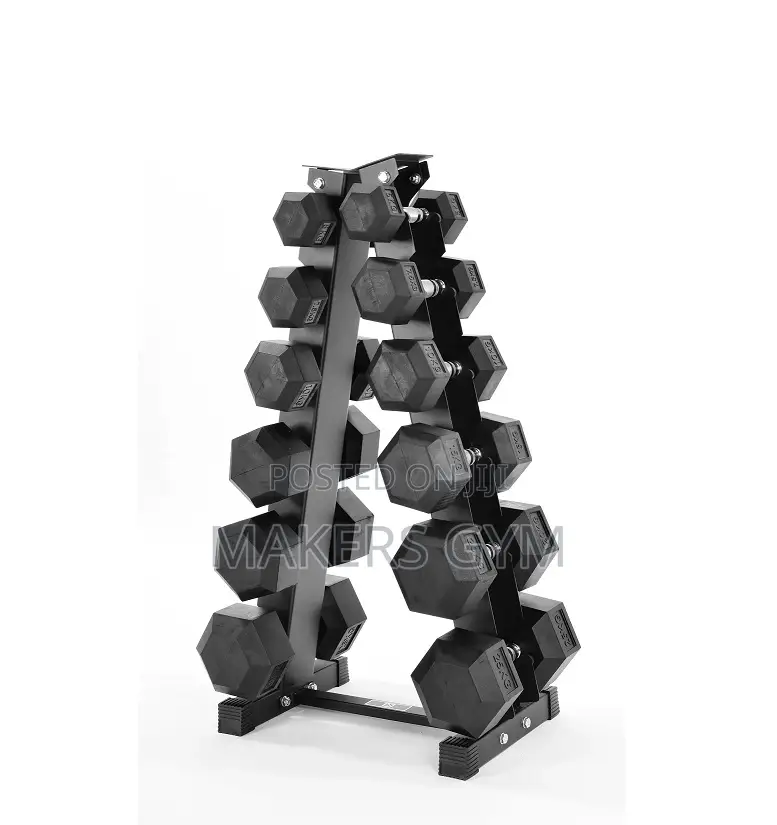 5kg-25kg Hex Dumbbell Set 6 Tier Rack