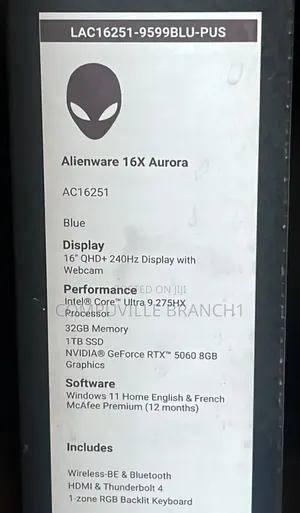 New Laptop Alienware 16 Aurora 32GB Intel Core Ultra 9 SSD 1T