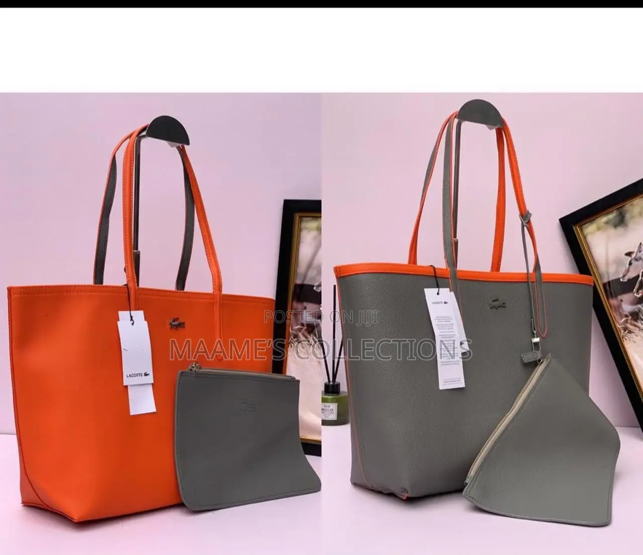 Lacoste-Inspired Reversible Tote Bag With Matching Zip Pouch (2-in-1 )
