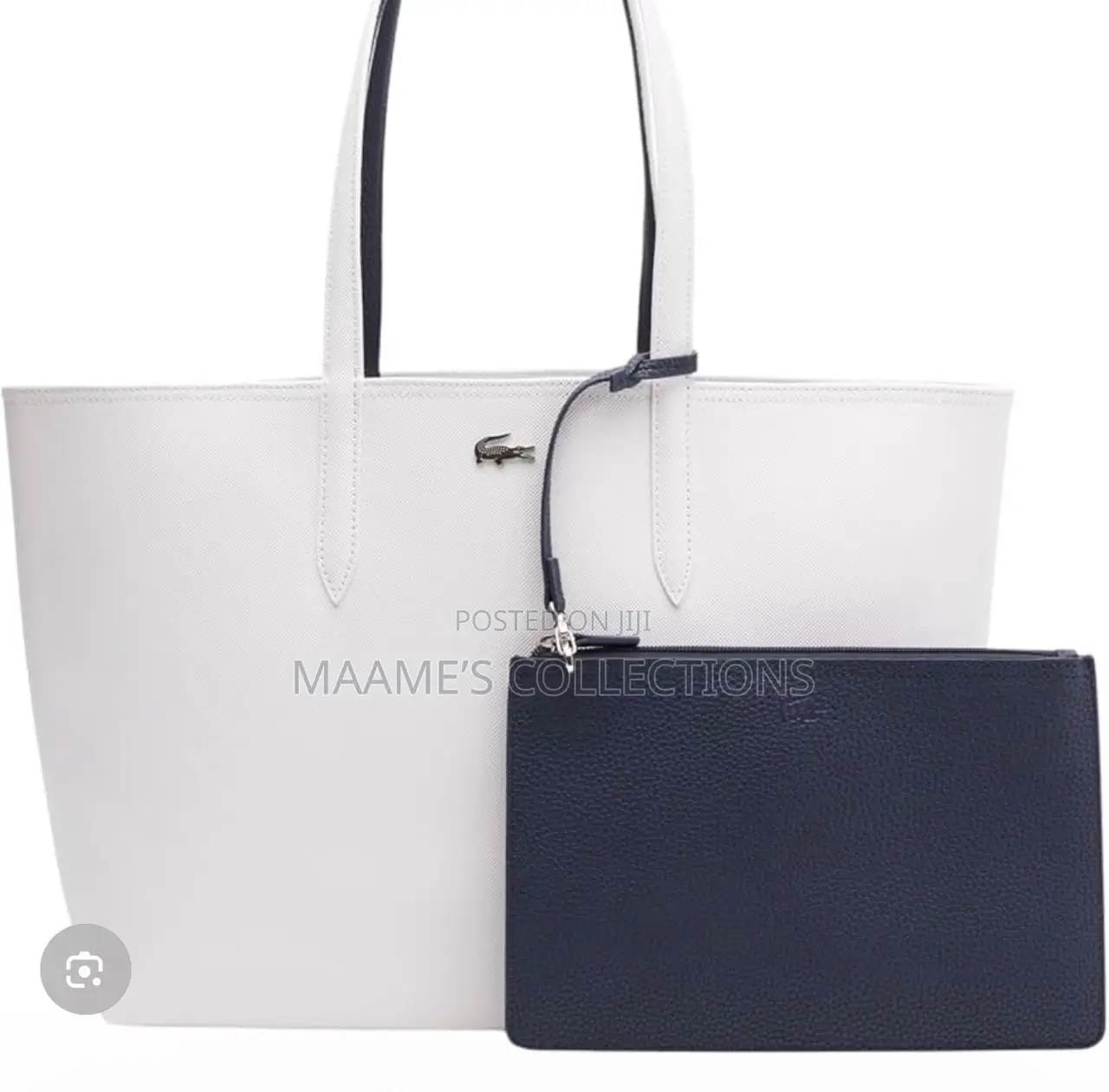 Lacoste-Inspired Reversible Tote Bag With Matching Zip Pouch (2-in-1 )