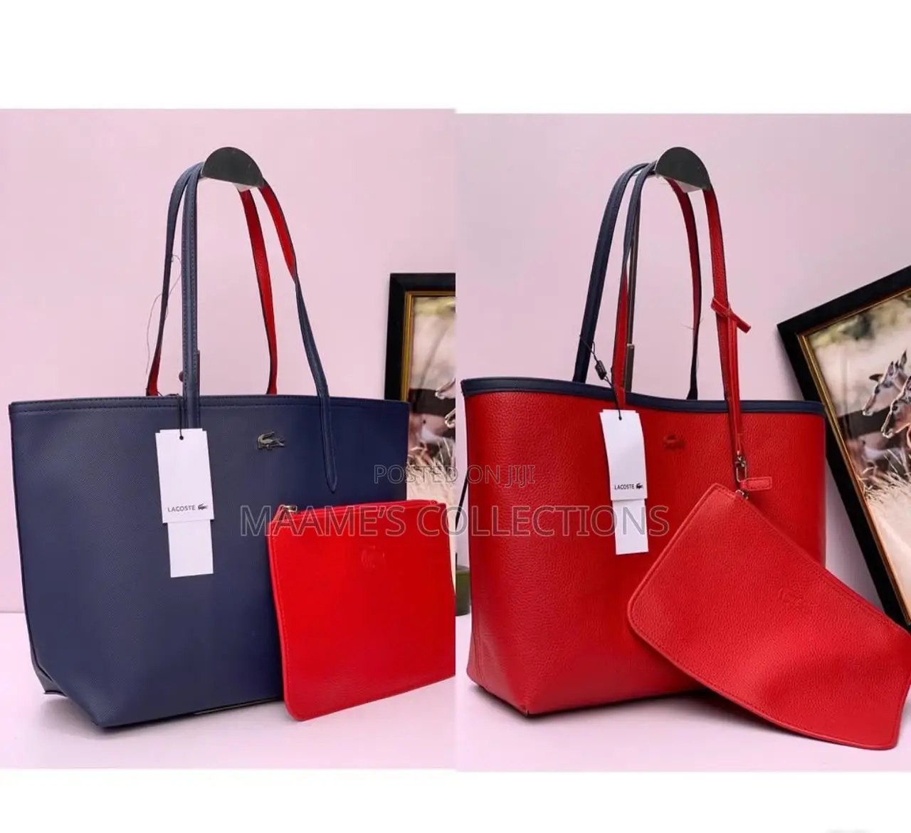 Lacoste-Inspired Reversible Tote Bag With Matching Zip Pouch (2-in-1 )