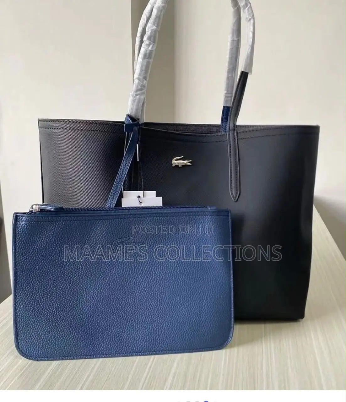 Lacoste-Inspired Reversible Tote Bag With Matching Zip Pouch (2-in-1 )