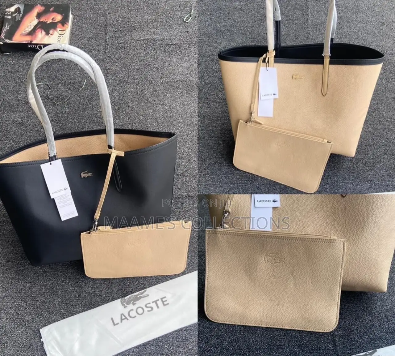 Lacoste-Inspired Reversible Tote Bag With Matching Zip Pouch (2-in-1 )
