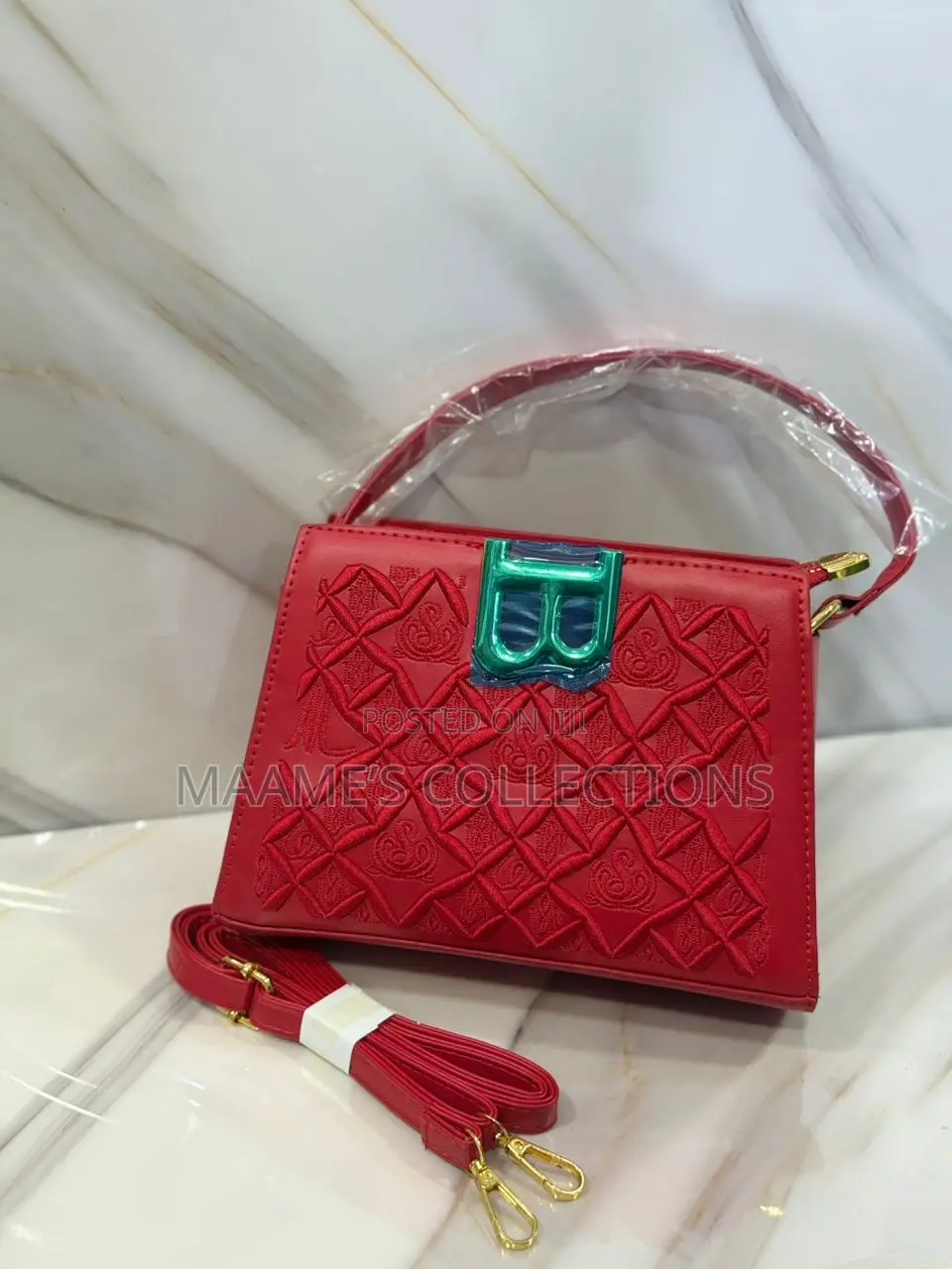 Luxury Embroidered Top Handle Handbag With Crossbody Strap