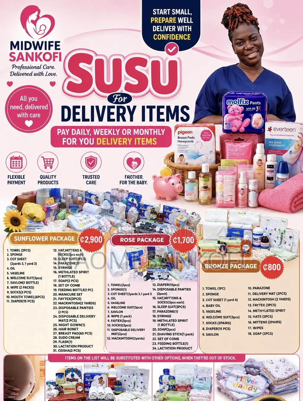 Midwife Sankofi Susu for Delivery Items