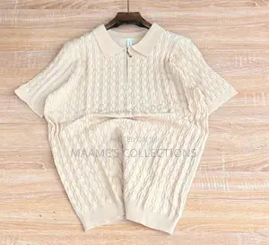 Luxury Men’s Zip Collar Knitted Casual Polo Short Sleeve Shirt