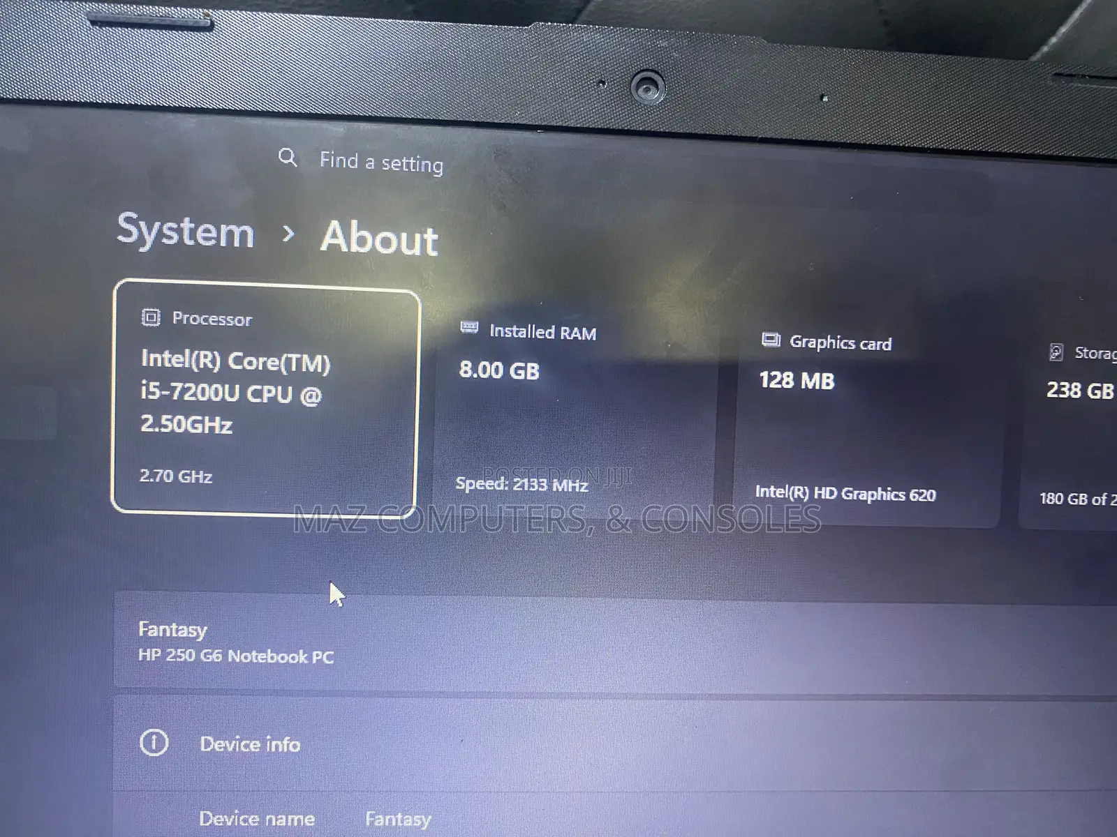 Laptop HP 250 G6 8GB Intel Core i5 SSD 256GB