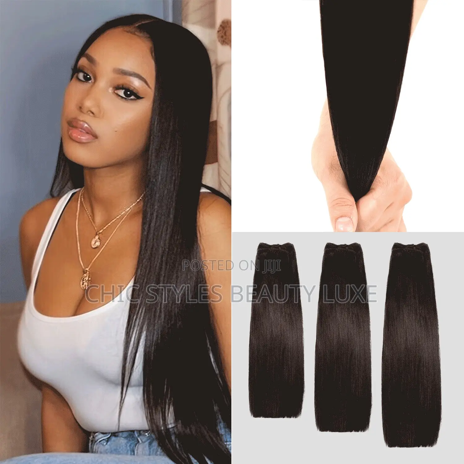 Double Drawn Virgin Human Hair Silk Pressed Bone Straight Natural 10”