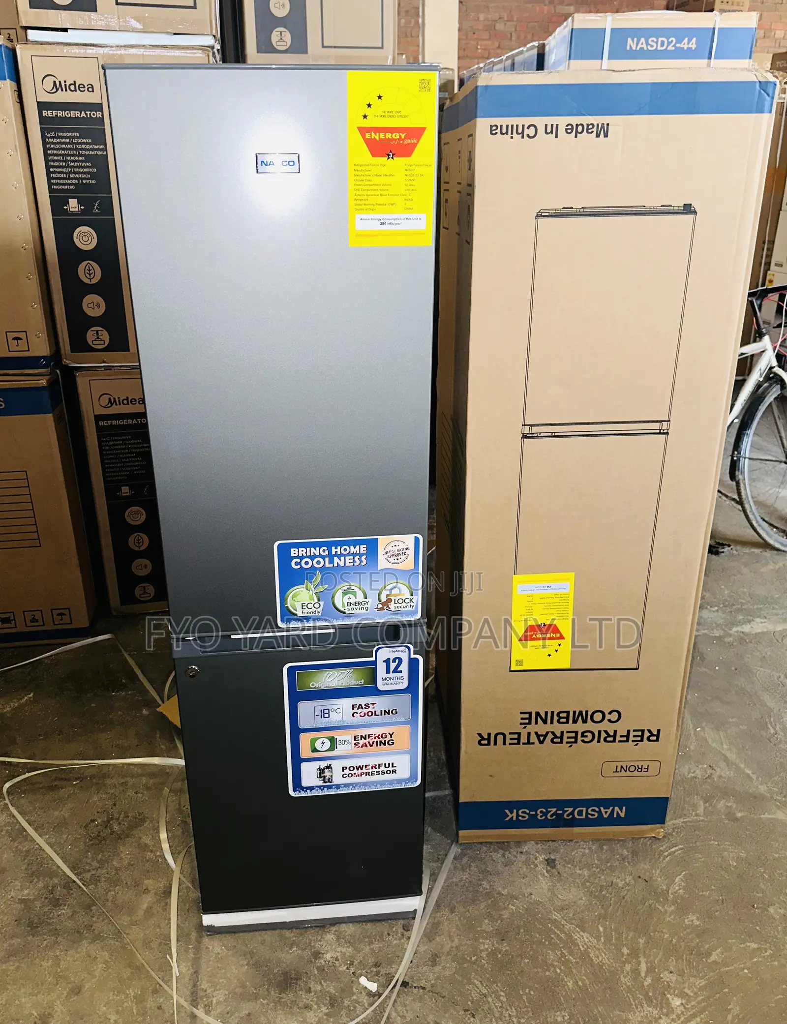 Energy Efficient Nasco 2 Doors 170liters Fast Cooling Fridge