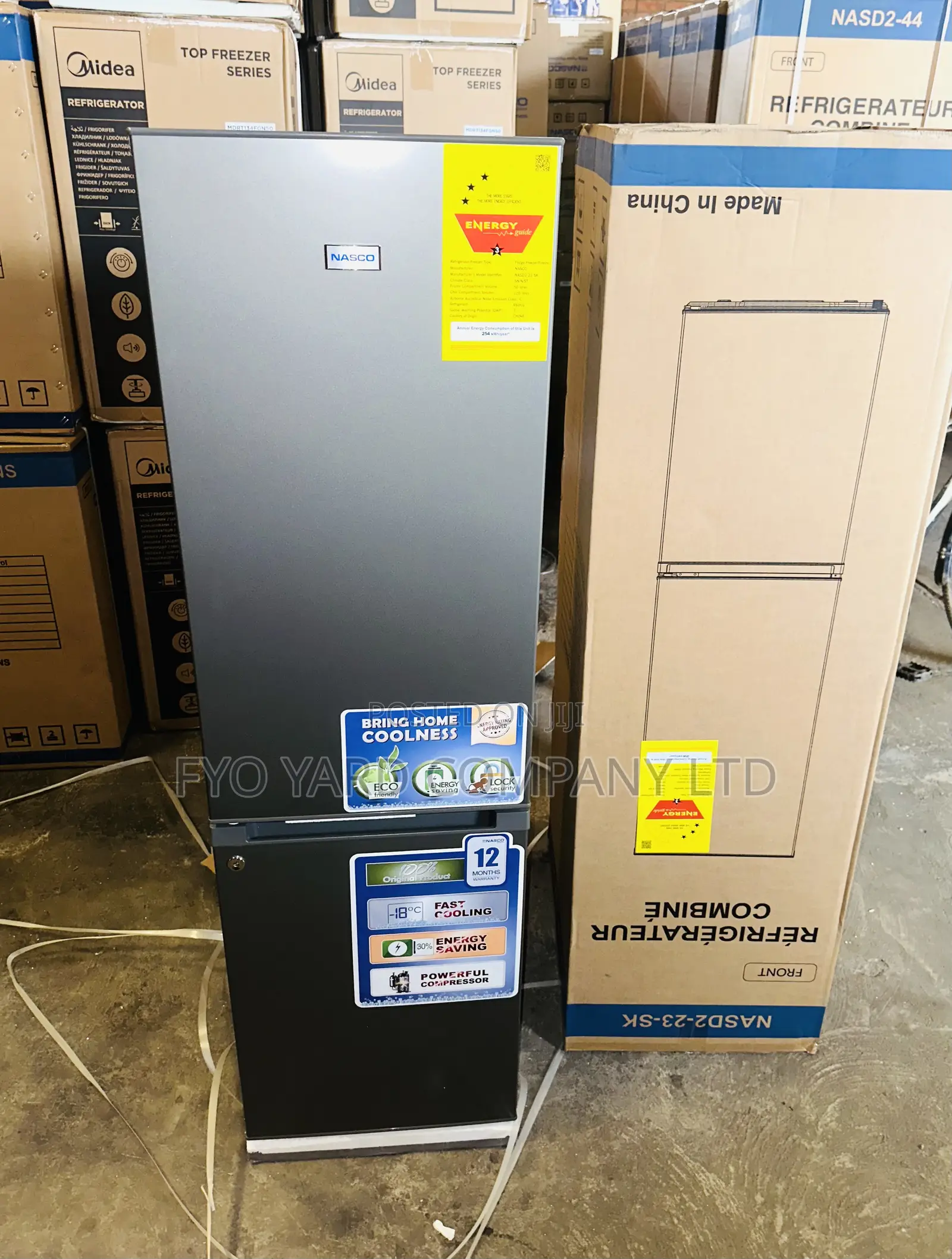 Latest Instock Nasco Bottom Freezer 170liters Double Door Fridge