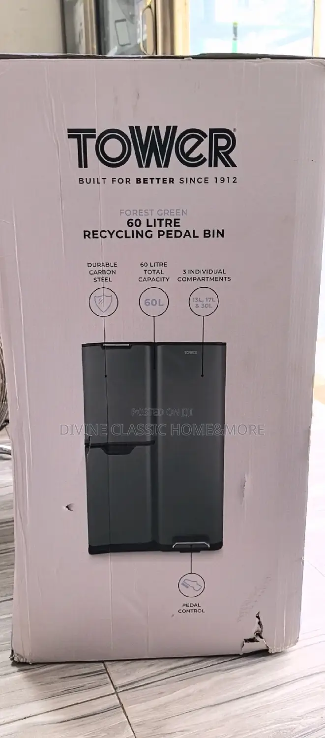 Tower 60lit Recycling Pedal Waste Bin